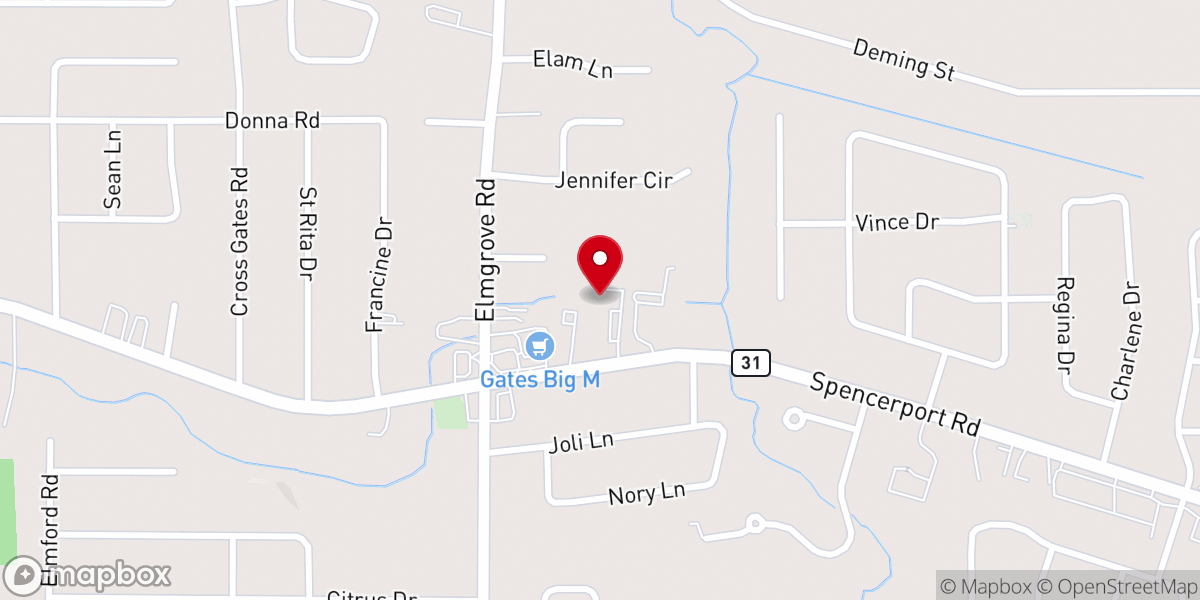 Map showing location of Elmgrove United Church