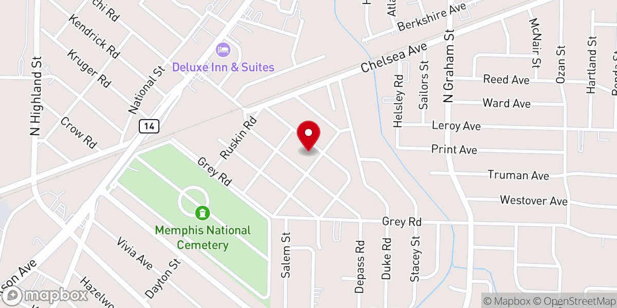 Map showing location of Good News Memphis Church