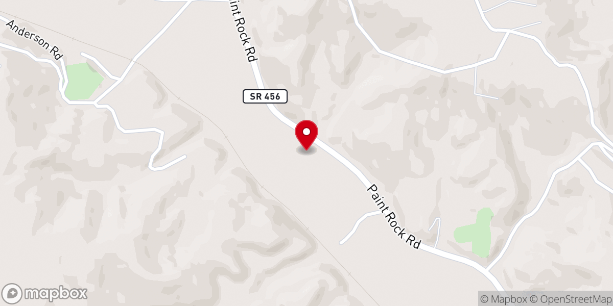 Map showing location of Paint Rock Baptist Church