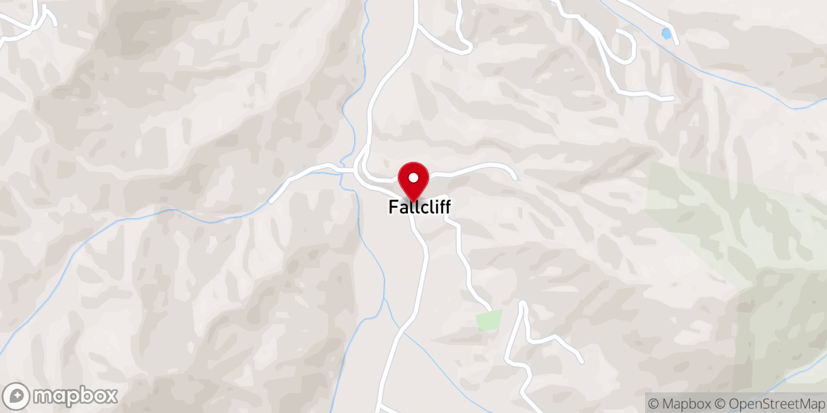 Map showing location of Fall Cliff Baptist Church