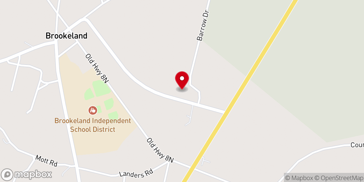 Map showing location of Brookeland Missionary Baptist Church