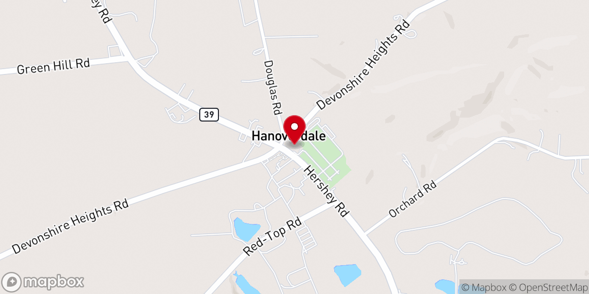 Map showing location of Hanoverdale Church