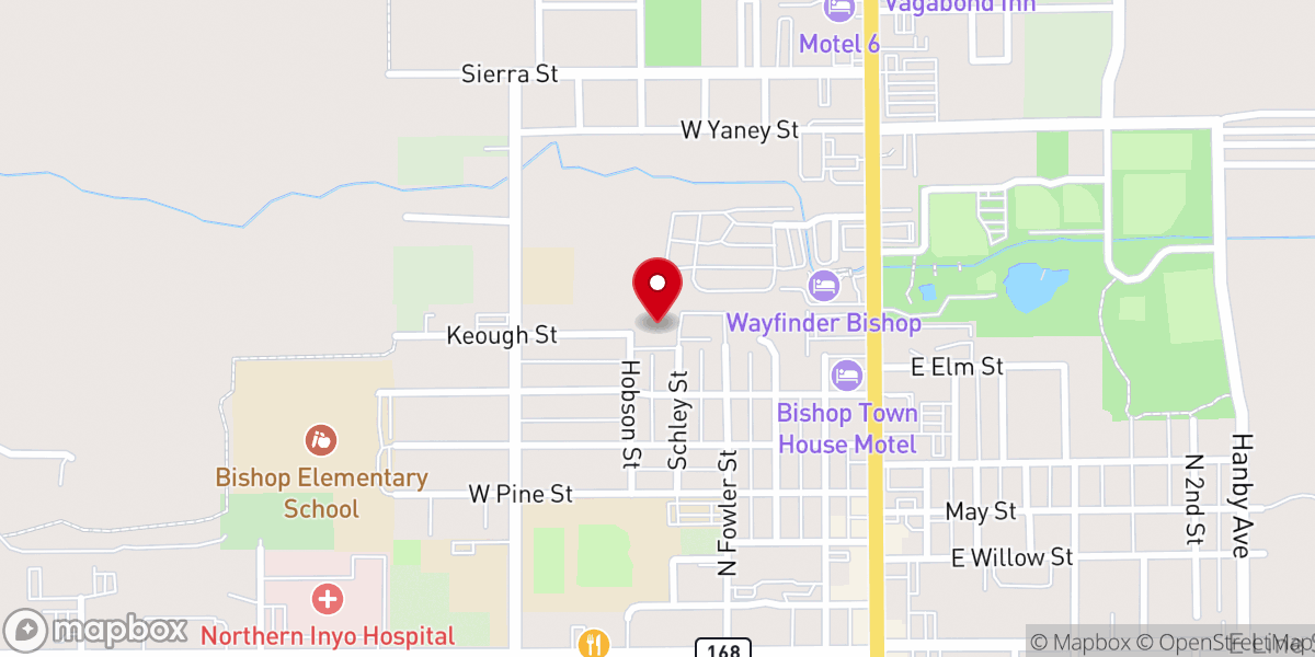 Map showing location of Bishop Creek Community Church