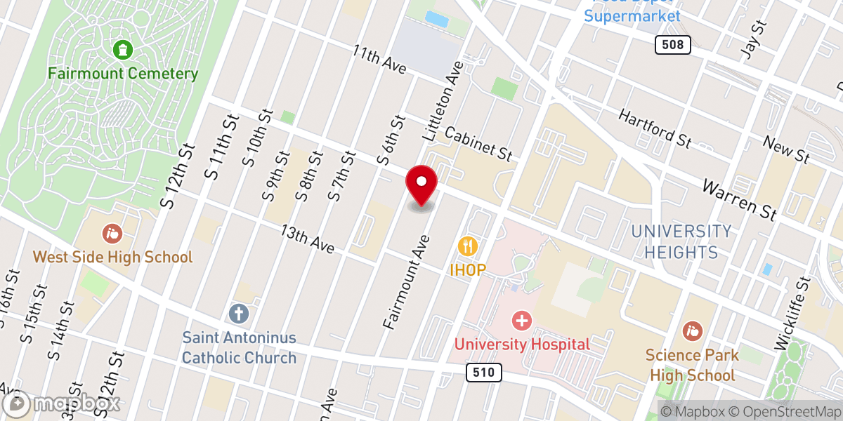 Map showing location of St. John Baptist Church