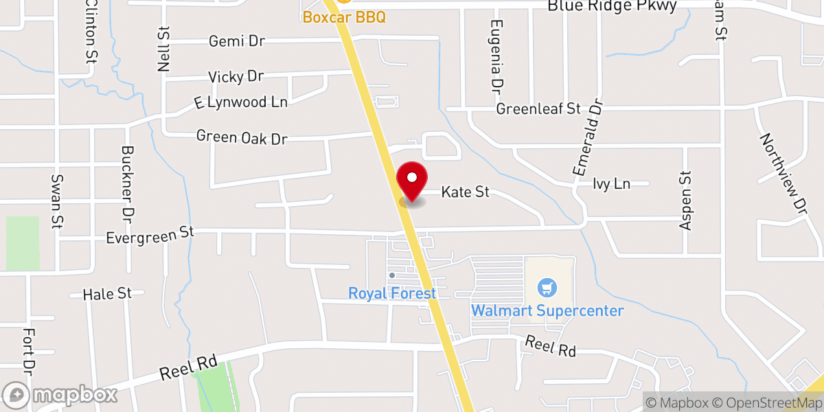 Map showing location of Victory Baptist Church