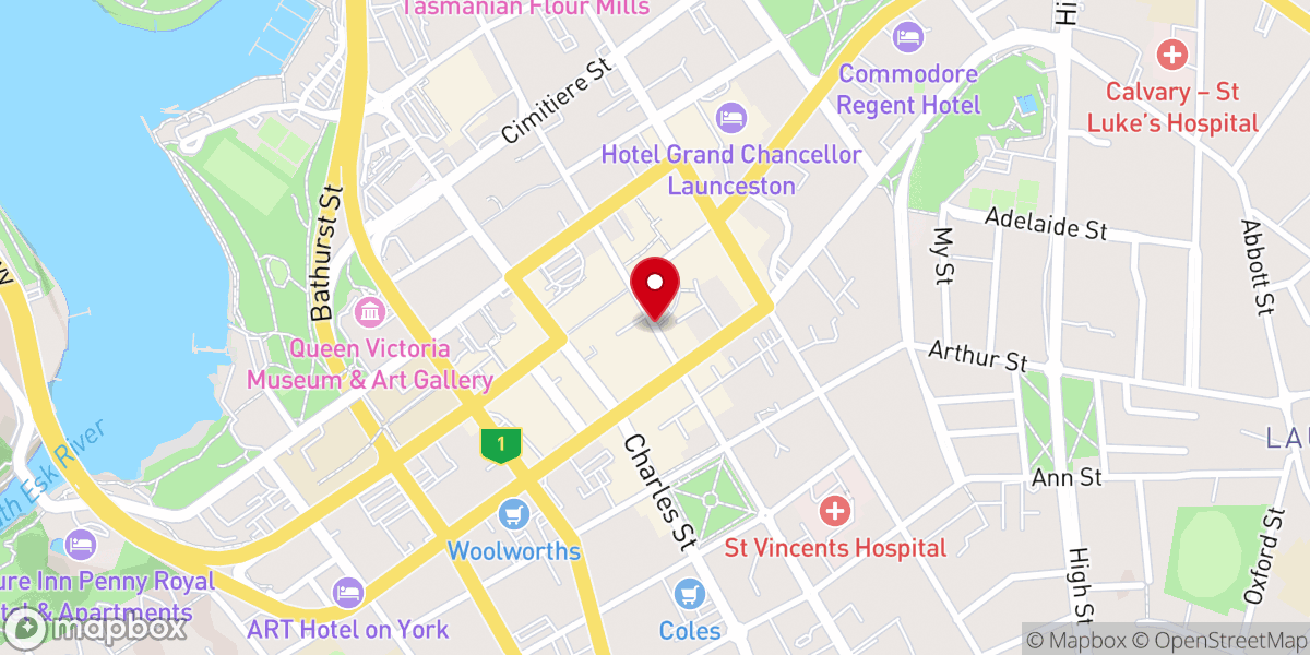Map showing location of St Andrew's Presbyterian Church