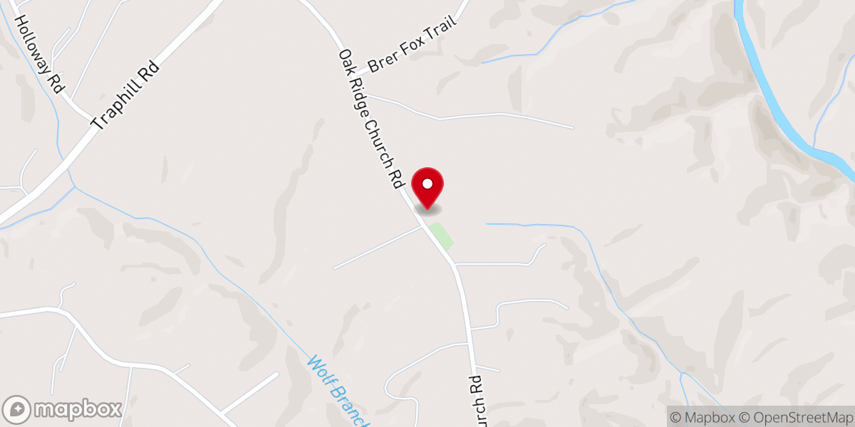 Map showing location of Oak Ridge Church