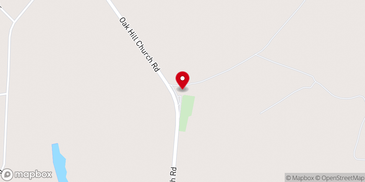 Map showing location of Oak Hill Church