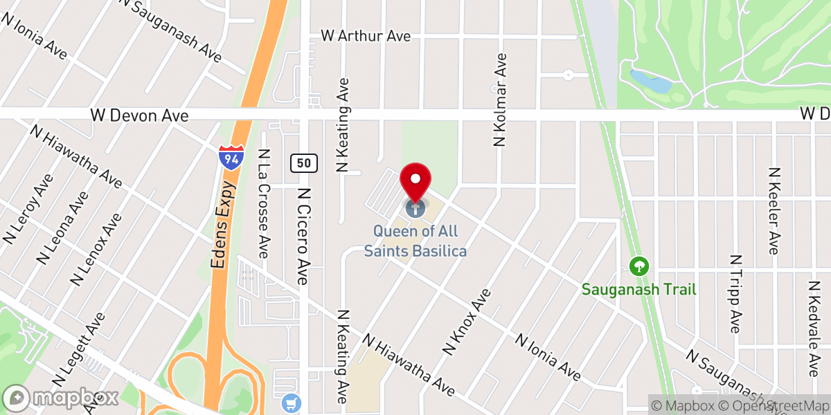 Map showing location of Queen of All Saints Basilica