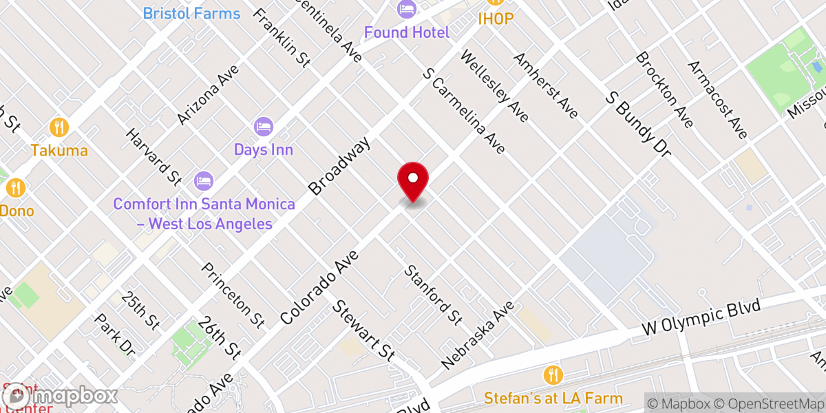 Map showing location of Santa Monica Bahá'í Center