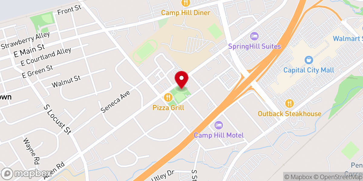 Map showing location of Pete and Church Baseball fields