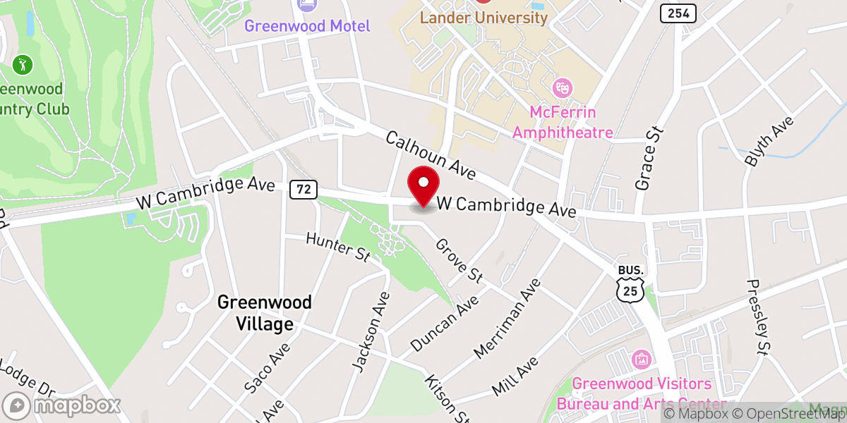 Map showing location of Greenwood Lutheran Church