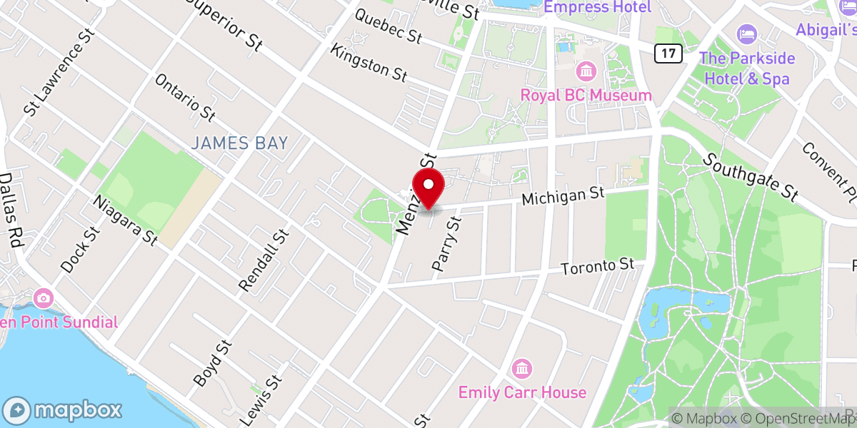 Map showing location of James Bay United Church