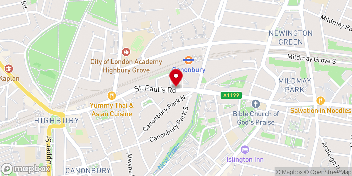 Map showing location of Islington United Reformed Church