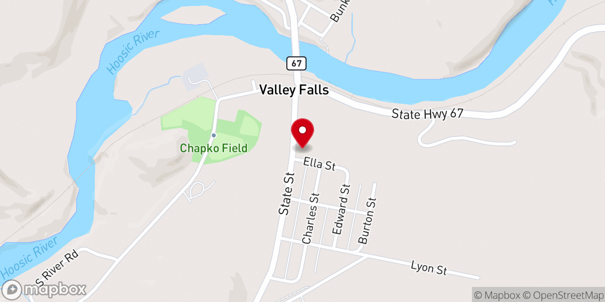 Map showing location of Valley Falls United Methodist Church