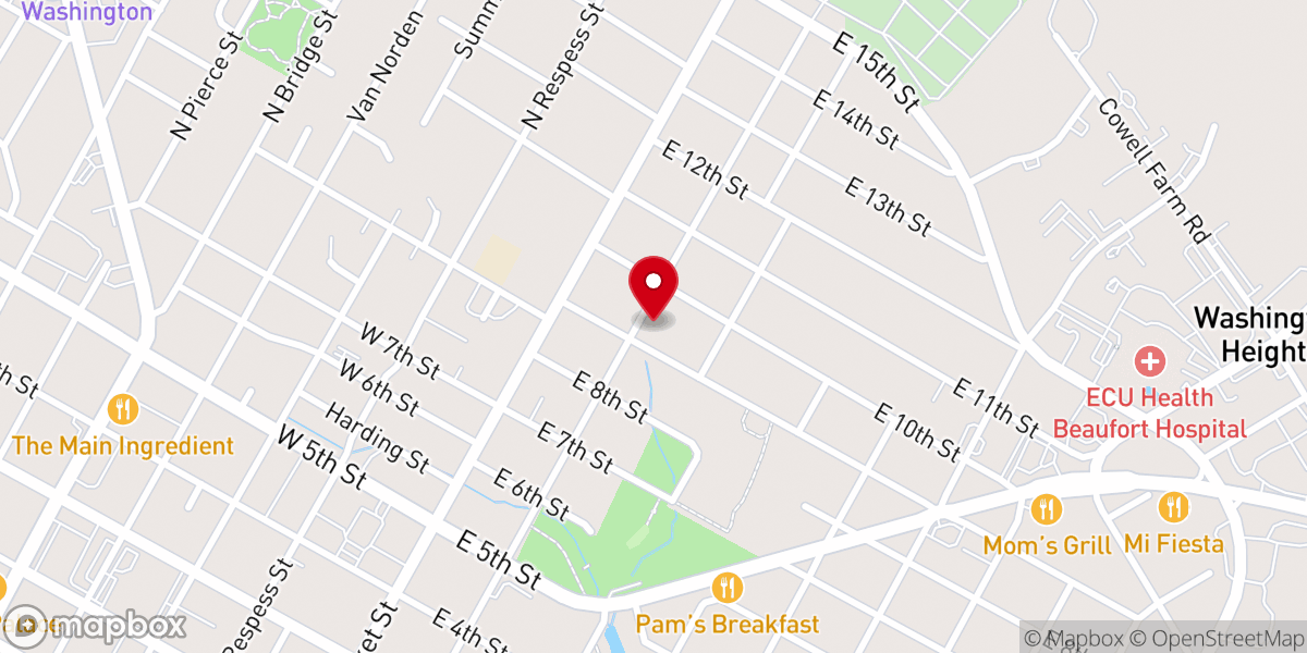 Map showing location of First Free Will Baptist Church