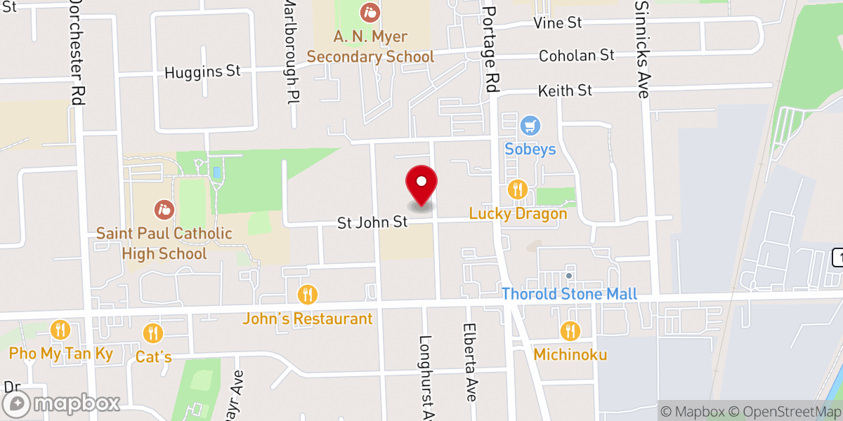 Map showing location of Stamford Lane United Church