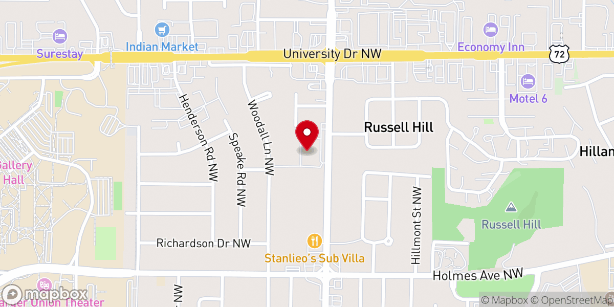 Map showing location of Church on the Hill