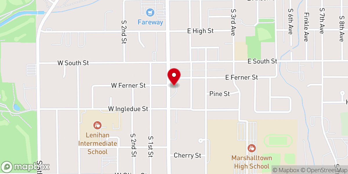 Map showing location of Center Street Baptist Church