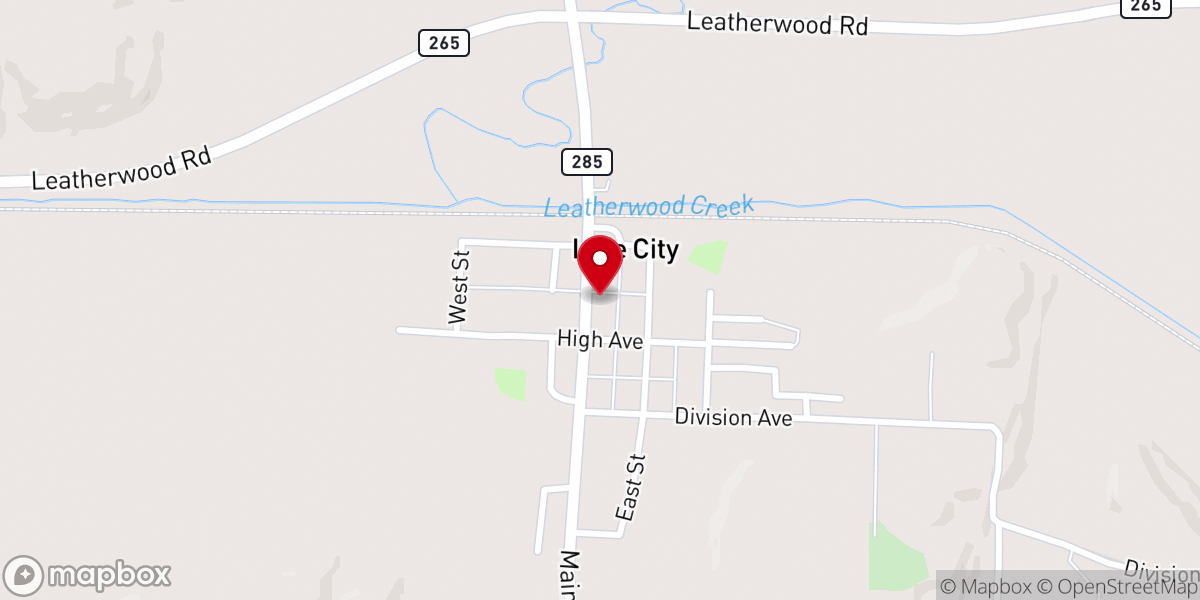 Map showing location of Lore City United Methodist Church