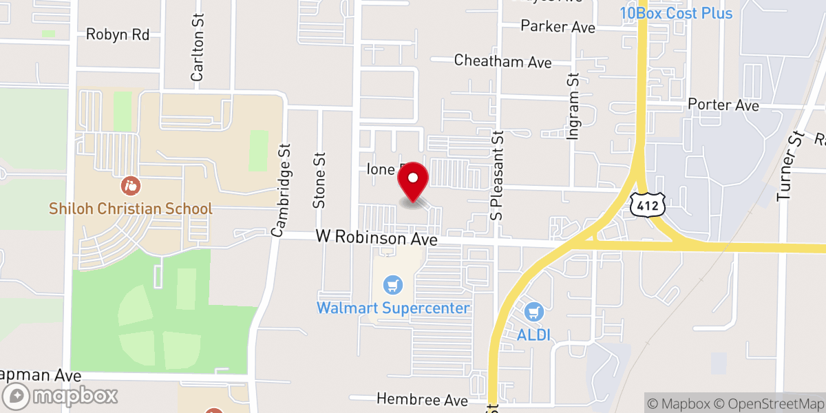 Map showing location of Robinson Ave Church of Christ