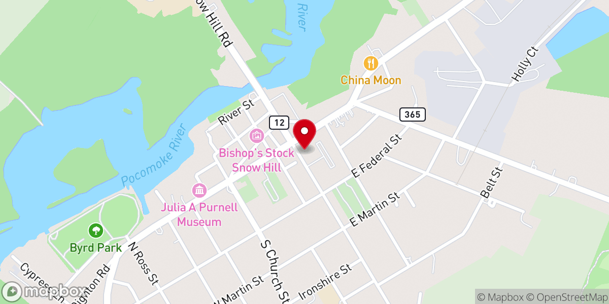 Map showing location of Bates Memorial United Methodist Church