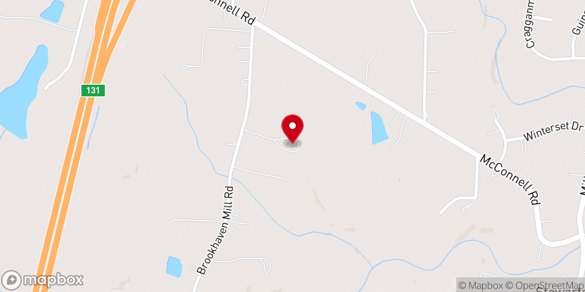 Map showing location of Brookhaven Baptist church