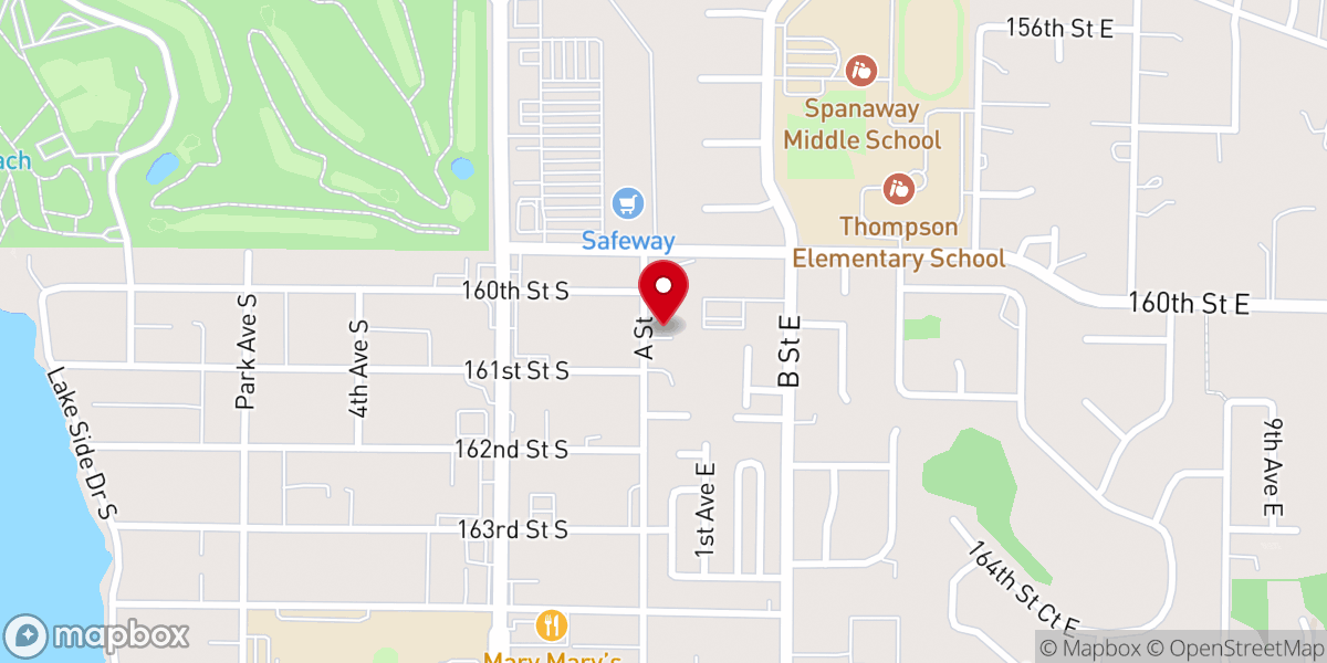 Map showing location of Spanaway FISH Food Bank
