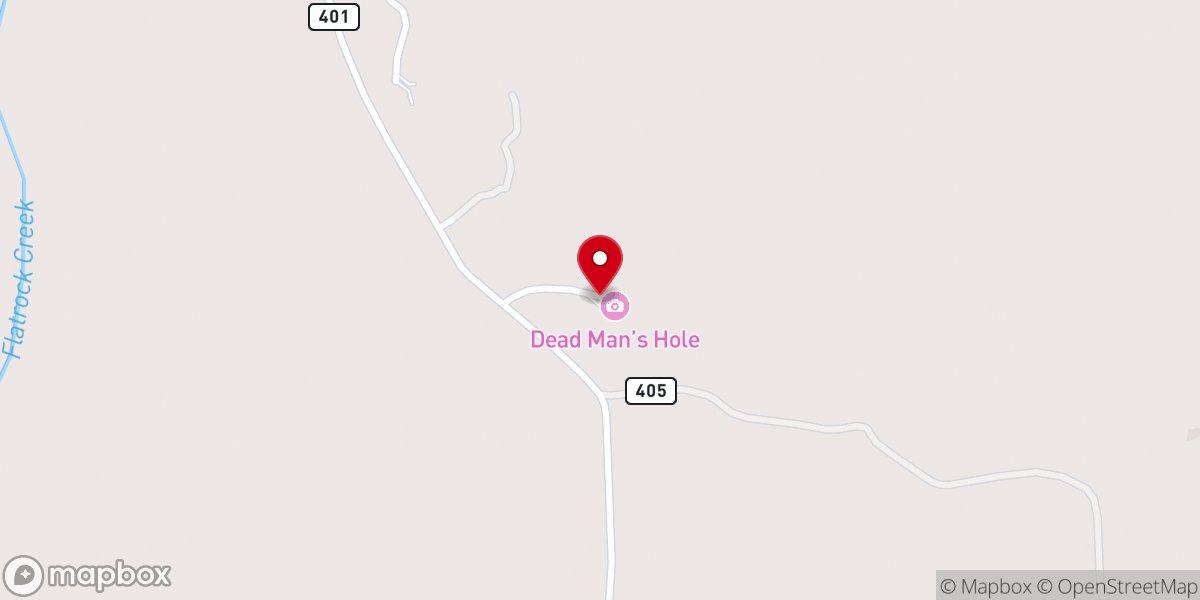 Map showing location of Dead Man's Hole Historical Landmark
