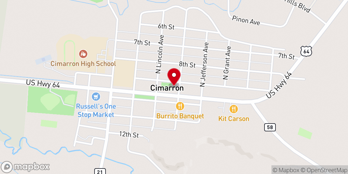 Map showing location of Village of Cimarron