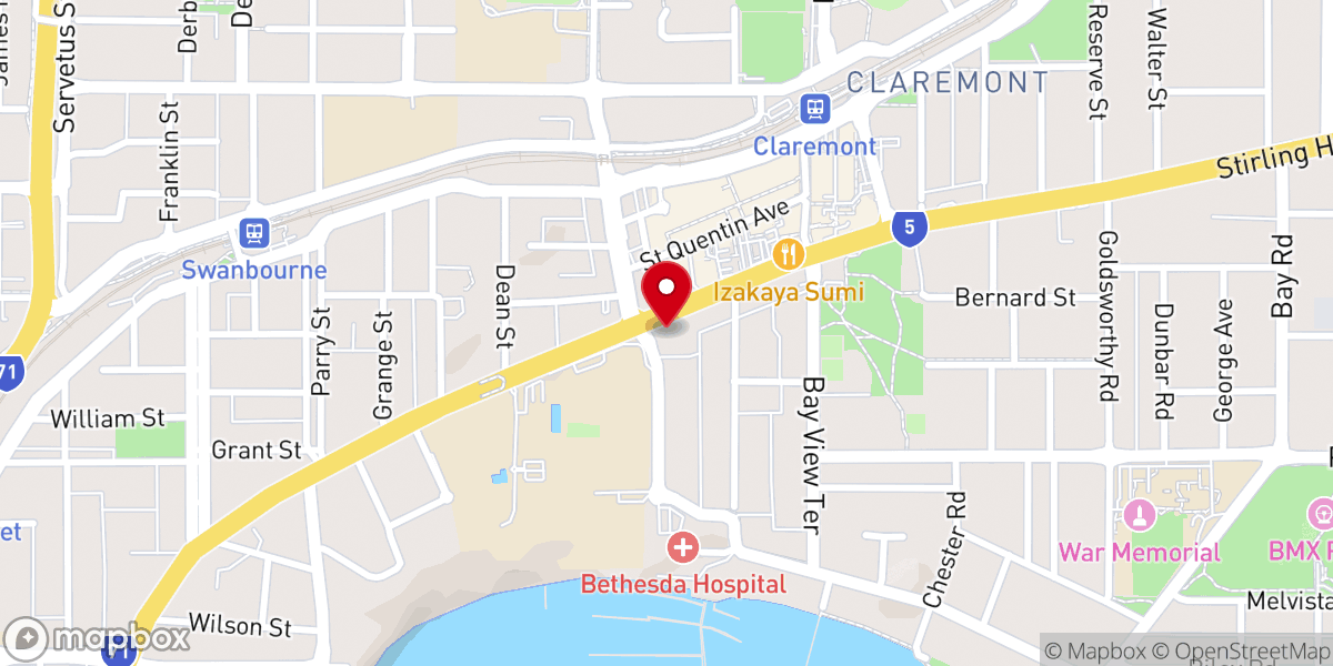 Map showing location of Christ Church Claremont