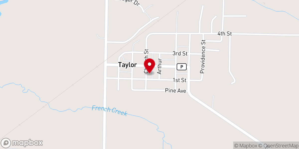Map showing location of Taylor Lutheran Church ELCA