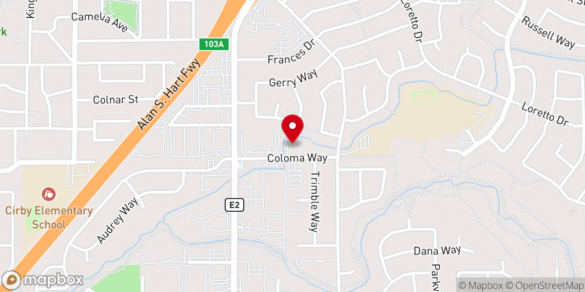 Map showing location of Roseville Baptist Church