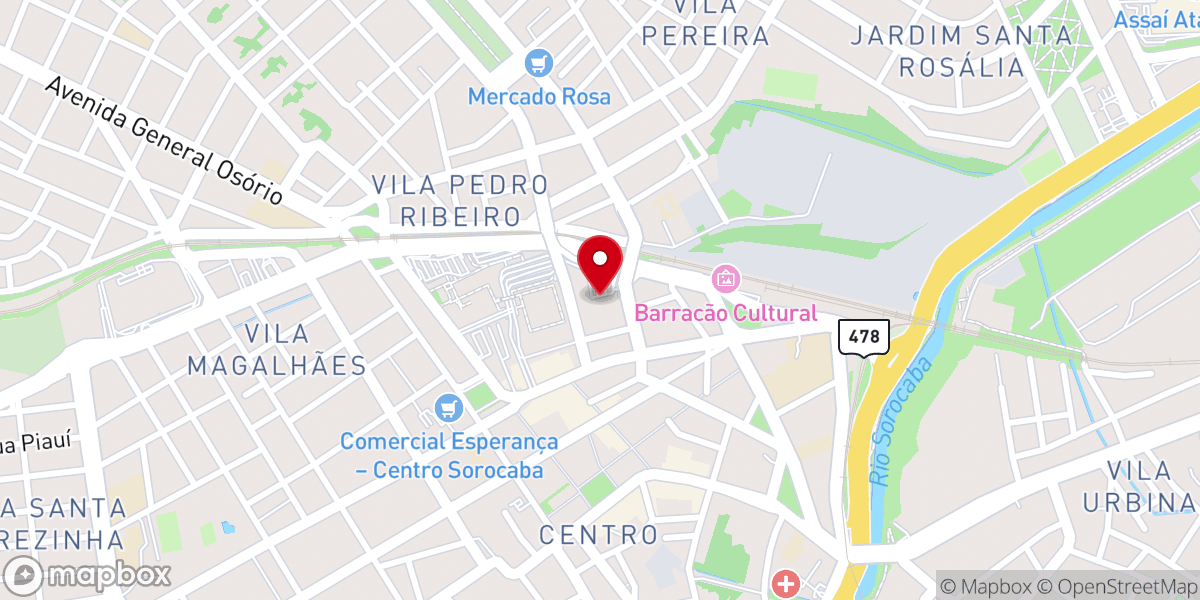 Map showing location of Catedral IURD Sorocaba