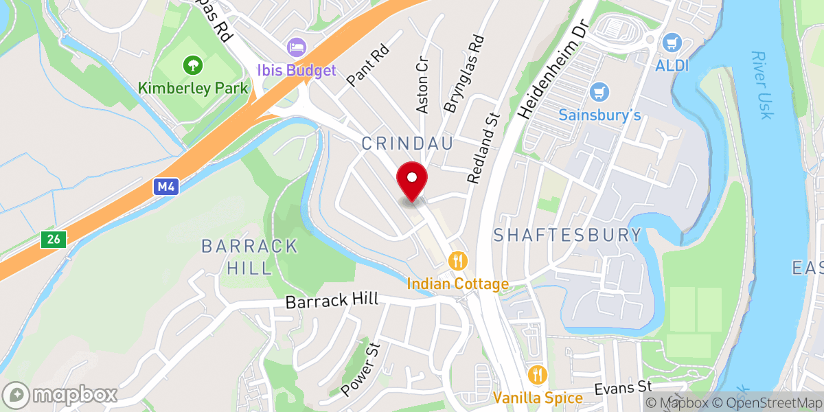 Map showing location of Malpas Road Evangelical Church