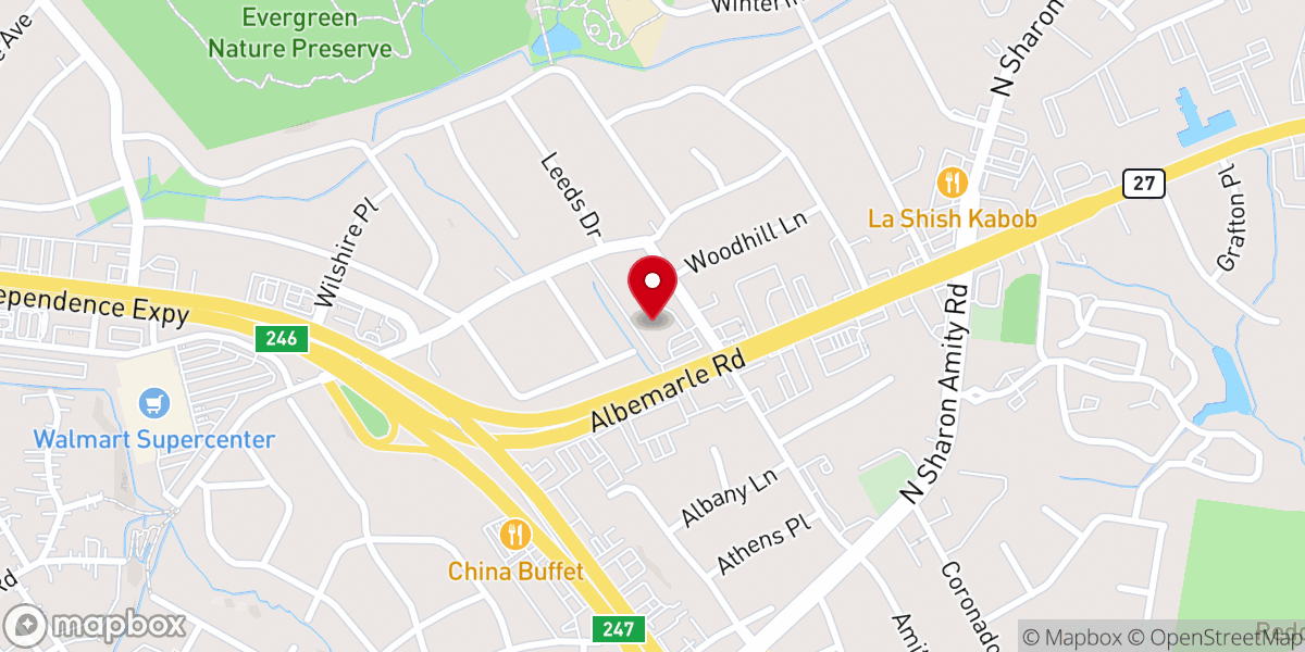 Map showing location of Eastern Hills Baptist Church