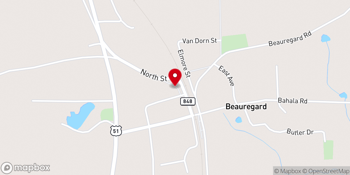 Map showing location of Beauregard United Methodist