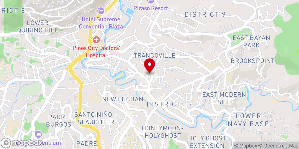 Map showing location of Pines City Baptist Church