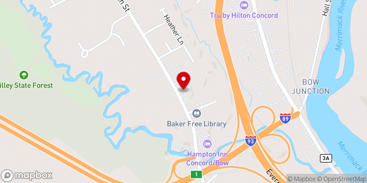 Map showing location of Bow Mills United Methodist Church