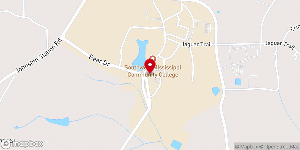 Map showing location of Southwest Mississippi Community College