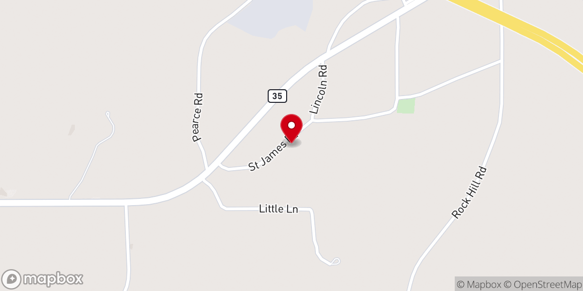Map showing location of St. James United Methodist Church