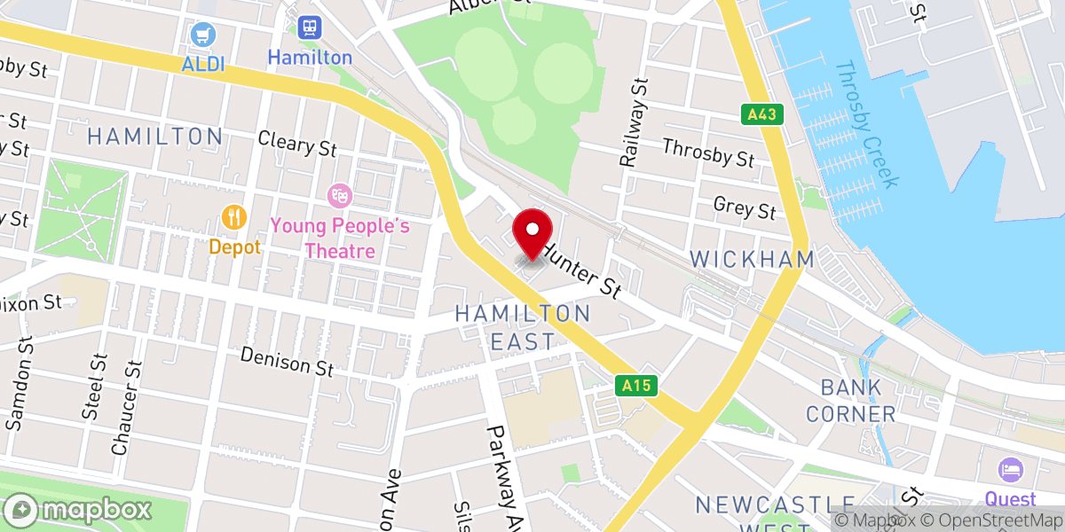 Map showing location of Sacred Heart Cathedral, Hamilton
