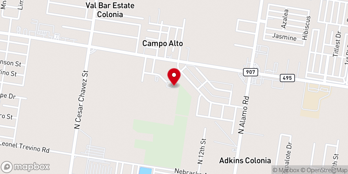 Map showing location of Salón Del Reino De Los Testigos De Jehova--Camino Real Spanish, Loma Vista Spanish, & Valle Lindo Spanish