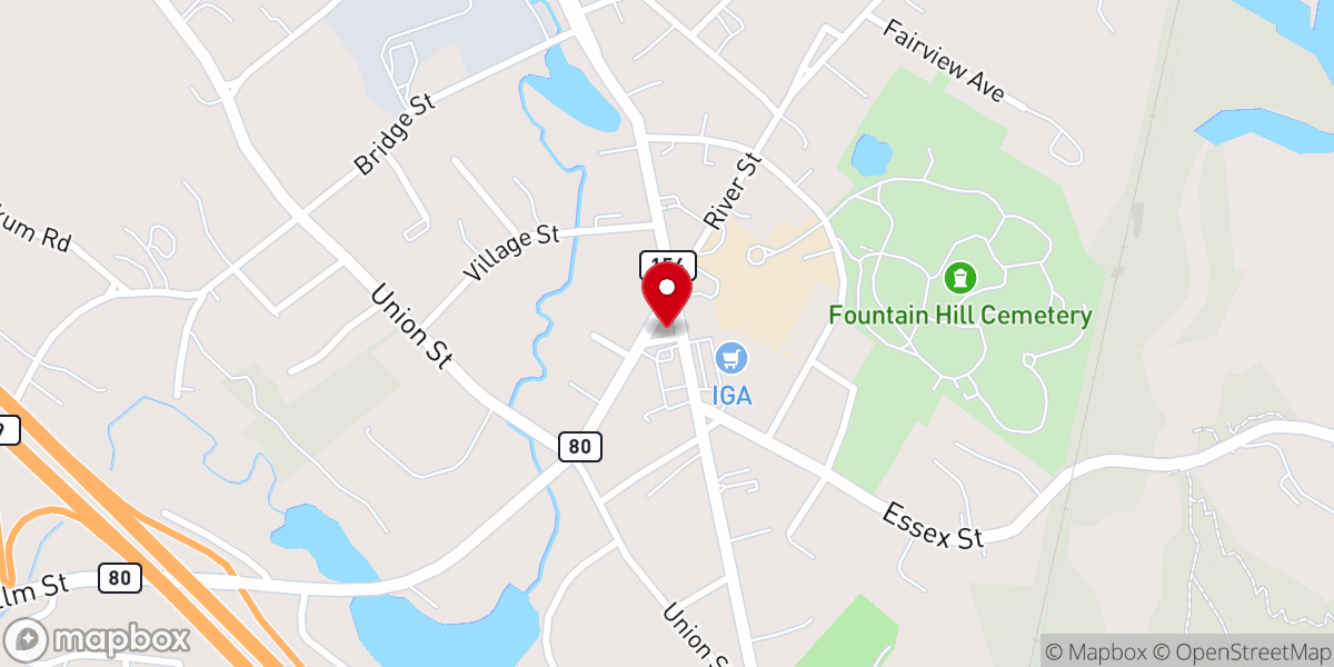Map showing location of Deep River Town Hall