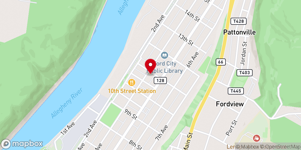 Map showing location of St John's Lutheran Church
