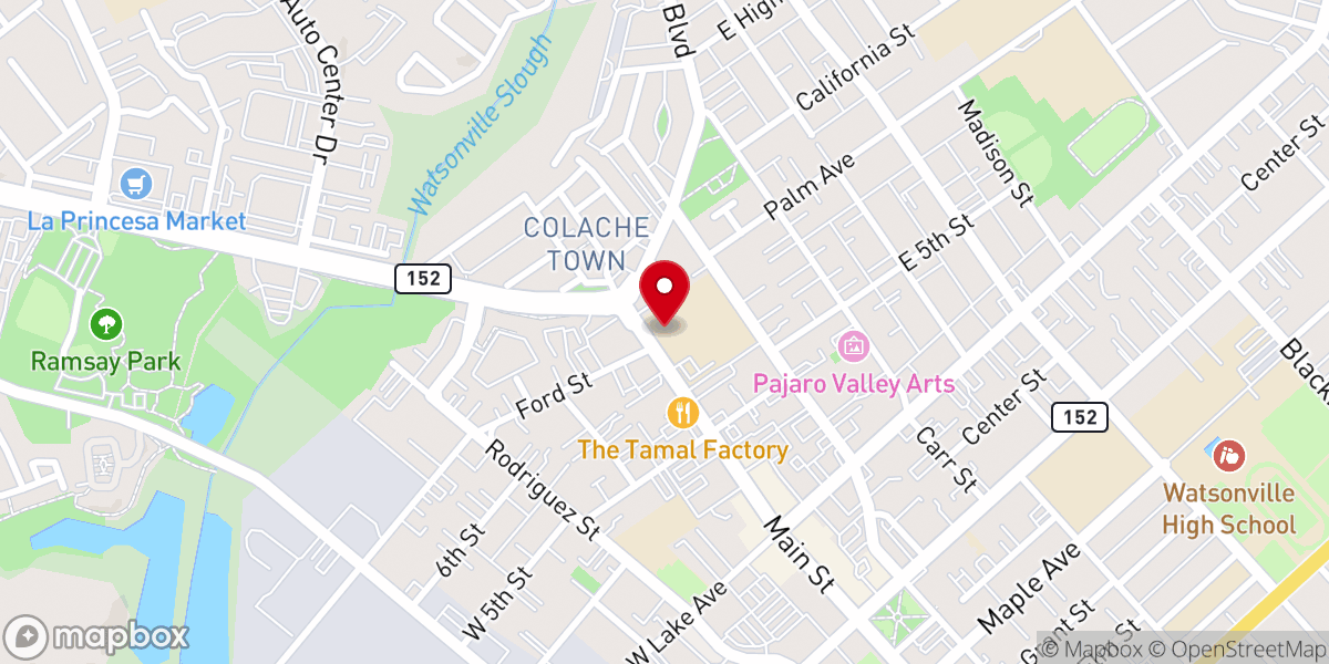 Map showing location of Catholic Charities Diocese of Monterey- Watsonville Office