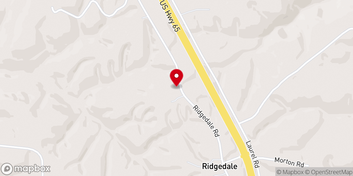 Map showing location of Ridgedale Assembly of God
