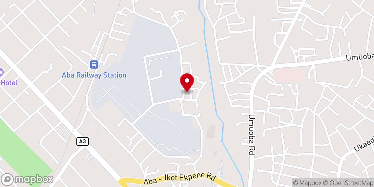 Map showing location of The Apostolic Church,Industrial Layout,No 5 Creek Road,Aba
