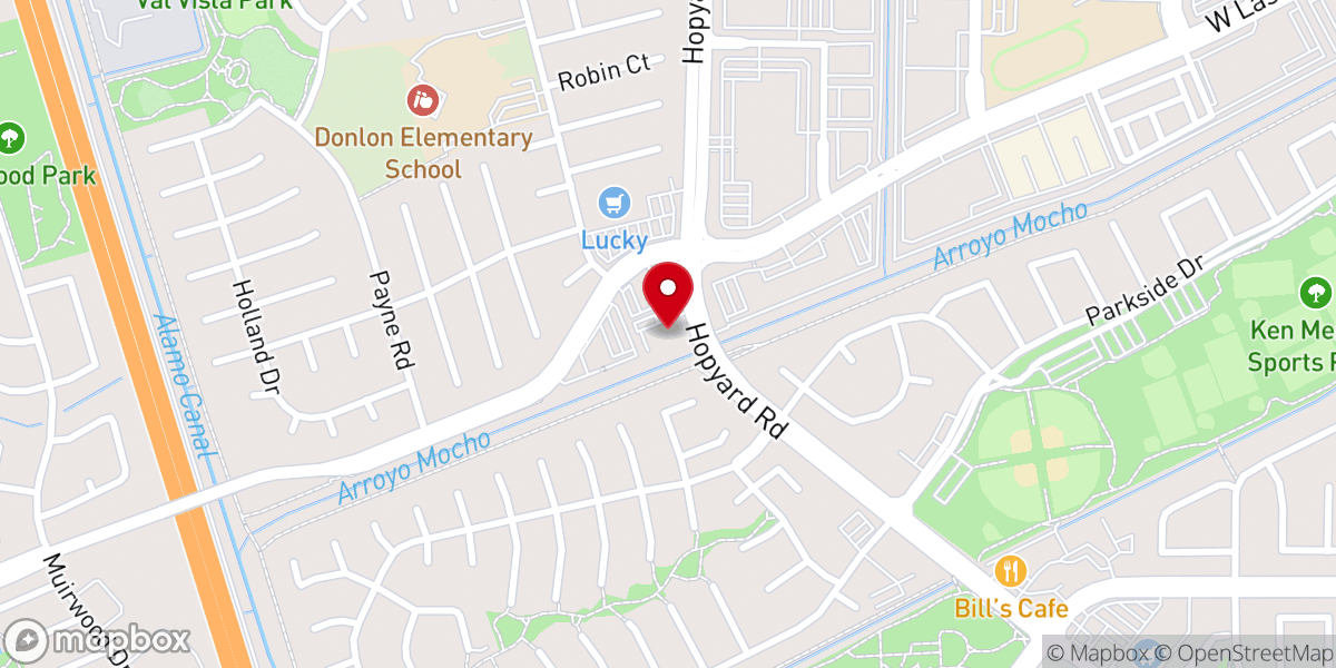 Map showing location of Pleasanton Fellowship
