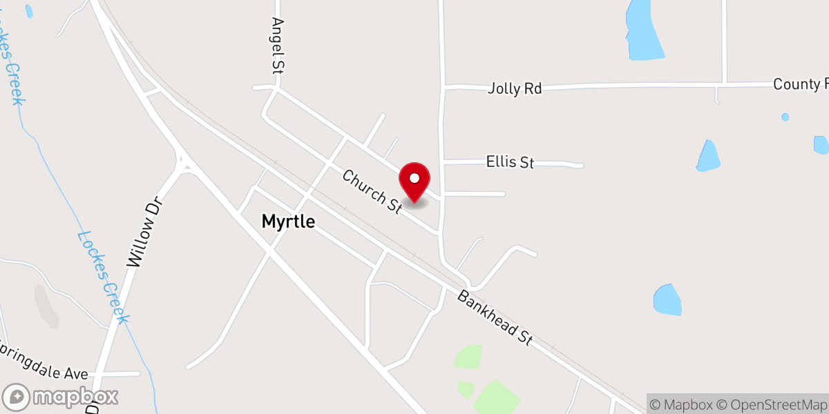 Map showing location of Myrtle City Hall